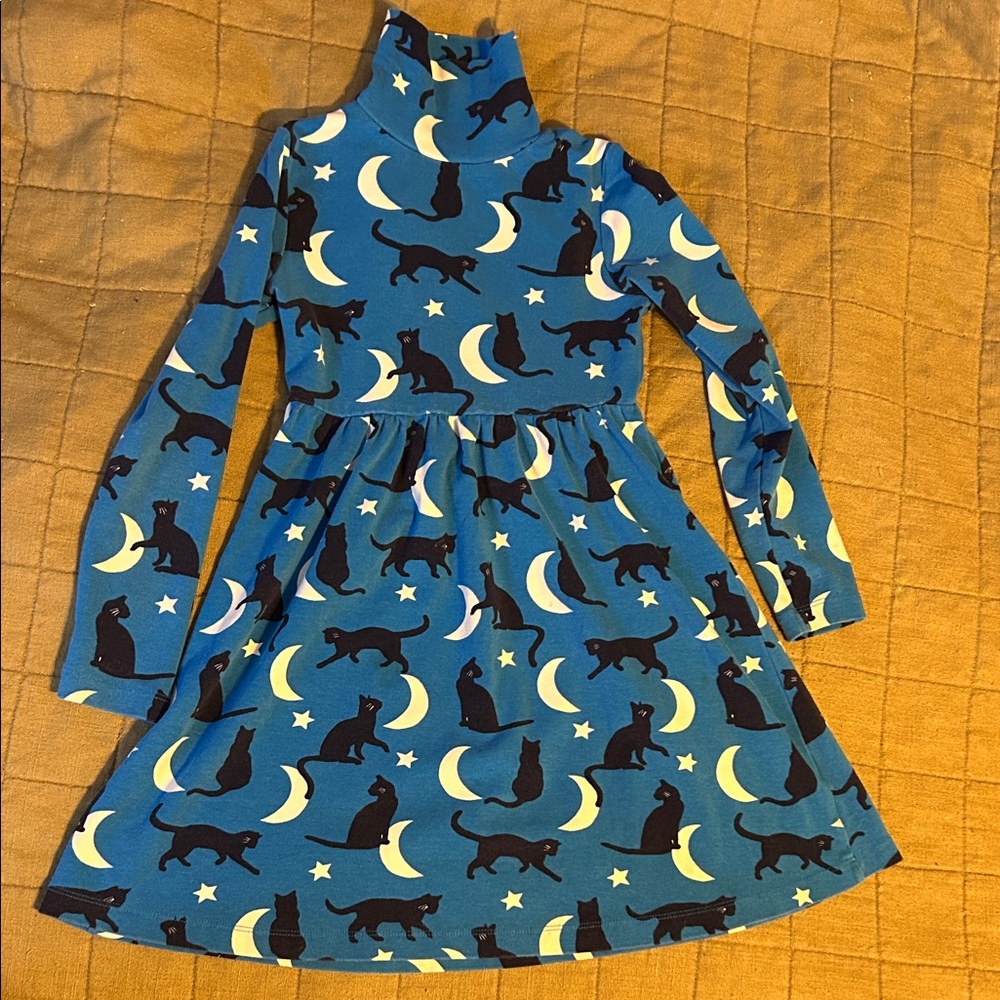 Mini Boden Blue Cat and Moon Pattern Dress